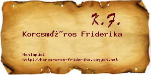 Korcsmáros Friderika névjegykártya